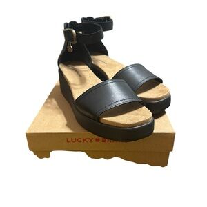 Lucky Brand Black Wedge Sandals